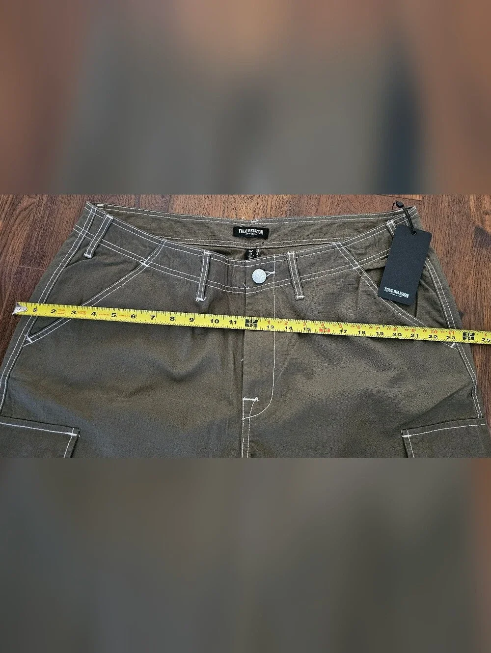 True Religion Ripstop Cargo Pants Kalamata Olive Green Size 38 NWT